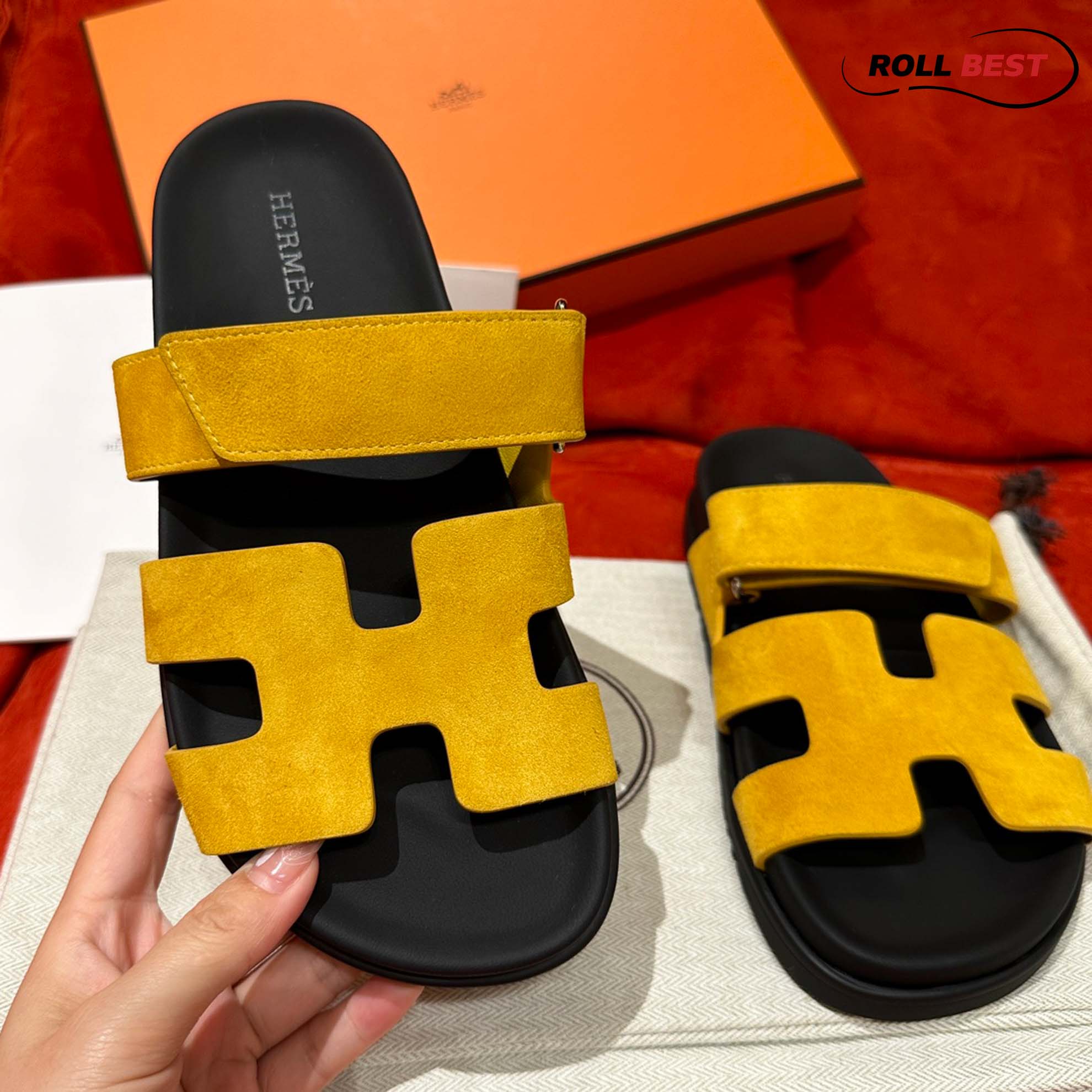 Dép Hermes Chypre Sandal Yellow Suede