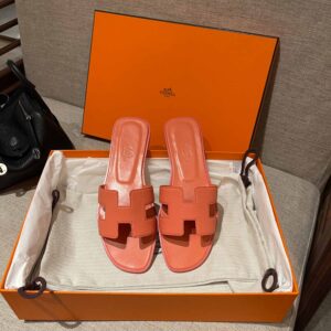 Dép Nữ Hermes Oran Sandal Cam Hồng Nhăn