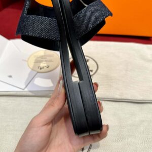 Dép Nữ Hermes Oran Sandal Đen Denim