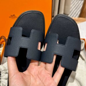 Dép Nữ Hermes Oran Sandal Đen Full Trơn