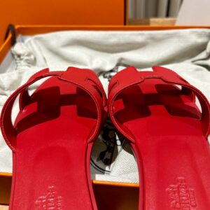 Dép Nữ Hermes Oran Sandal Đỏ Nhăn