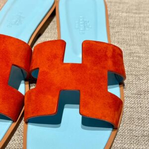 Dép Nữ Hermes Oran Sandal Đỏ Xanh Da Lộn