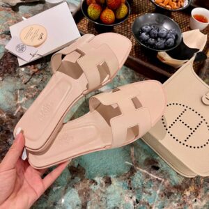 Dép Nữ Hermes Oran Sandal Hồng Phấn Trơn