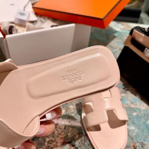 Dép Nữ Hermes Oran Sandal Hồng Phấn Trơn