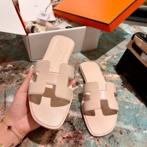 Dép Nữ Hermes Oran Sandal Hồng Phấn Trơn