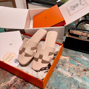 Dép Nữ Hermes Oran Sandal Hồng Phấn Trơn