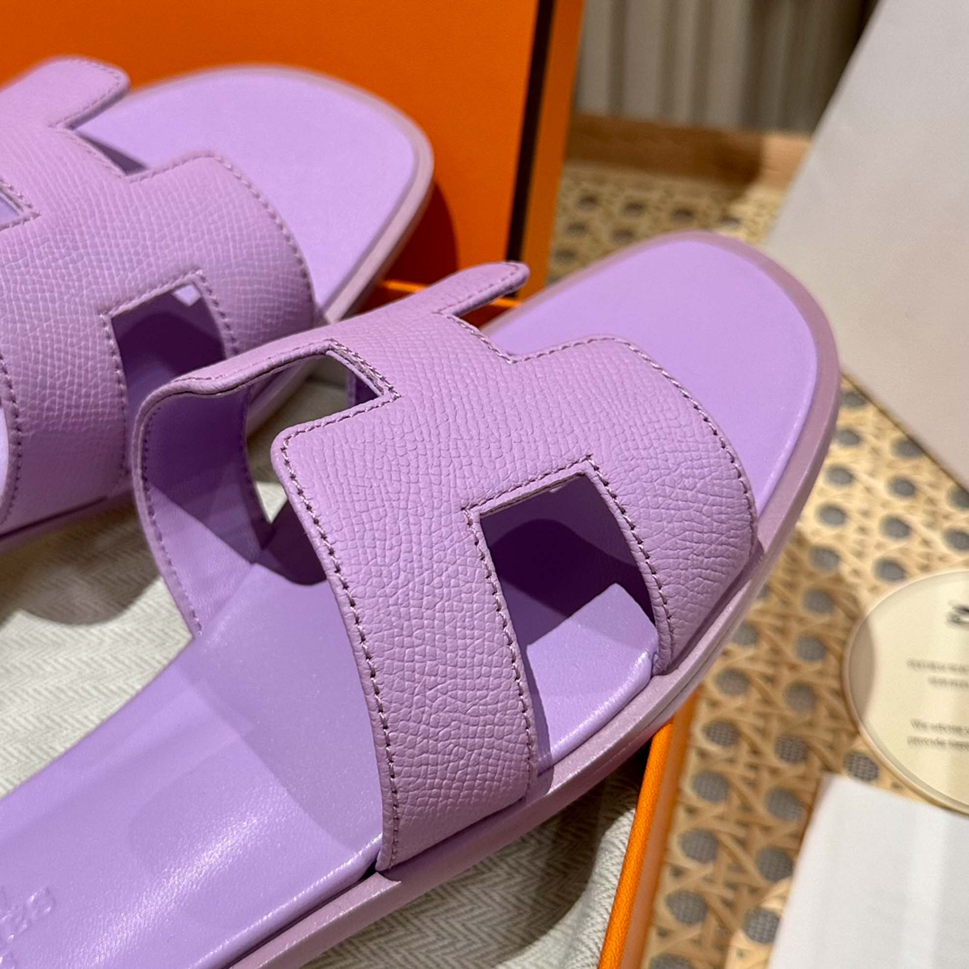 Dép Nữ Hermes Oran Sandal Tím Nhăn