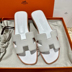 Dép Nữ Hermes Oran Sandal Trắng Nhăn