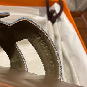 Dép Nữ Hermes Oran Sandal Xanh Nâu Denim