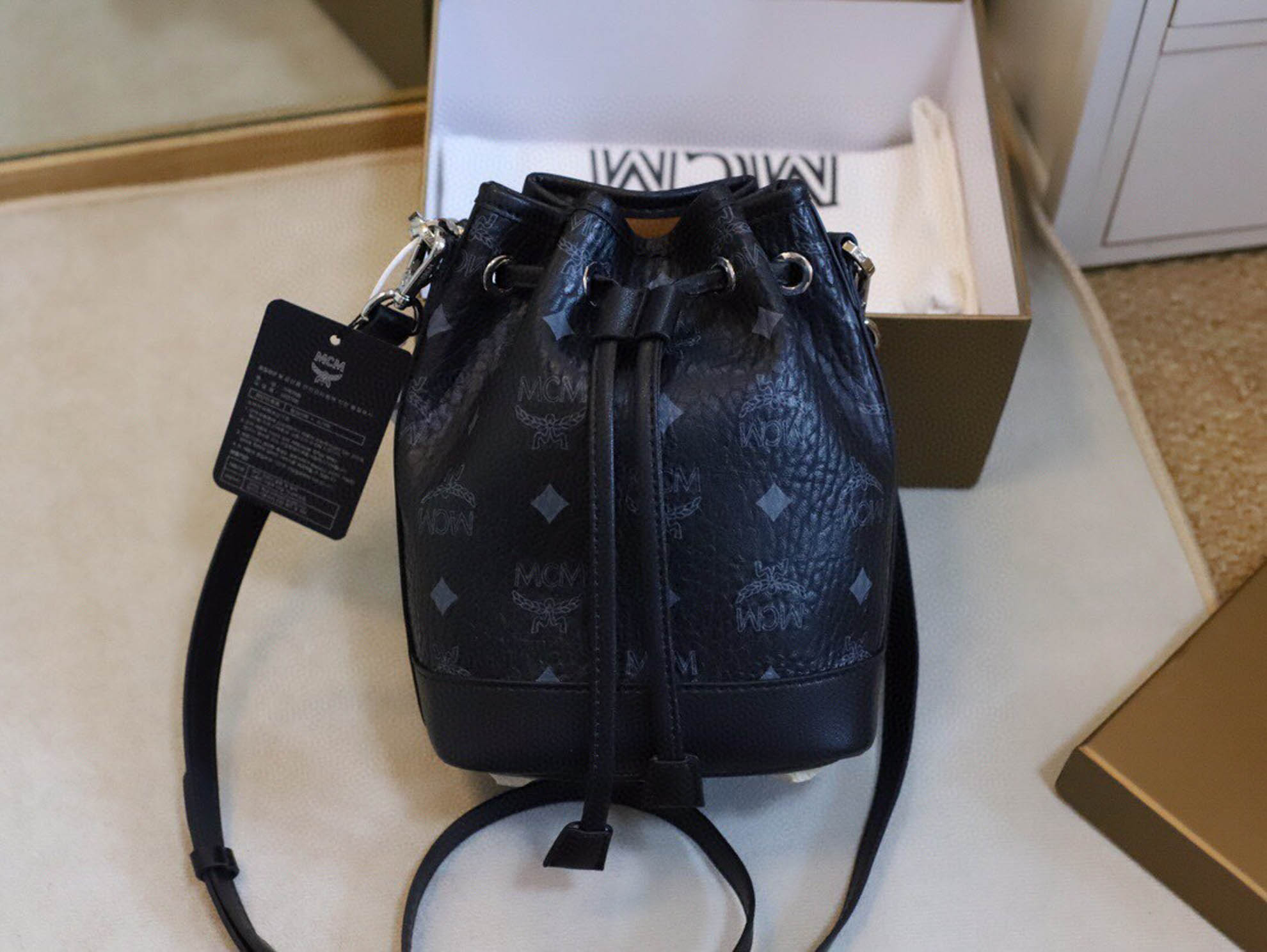 Dessau Drawstring Bag in Visetos Black