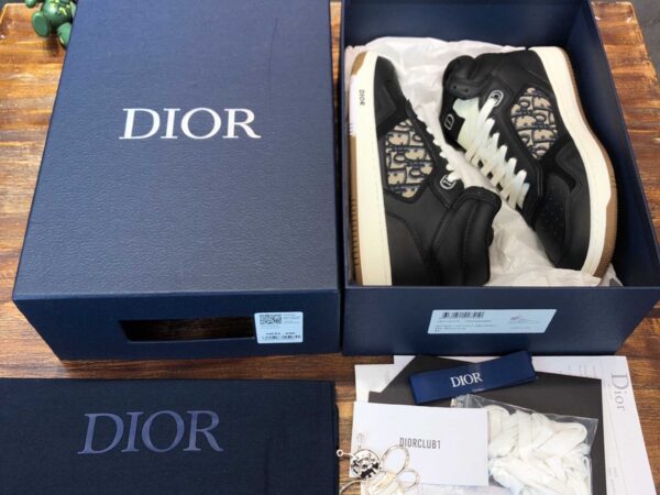 Giày Dior B27 High Black họa tiết vải Dior Oblique Jacquard