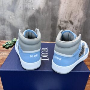 Giày Dior B27 High Light Blue and White Gray họa tiết vải Dior Oblique Jacquard