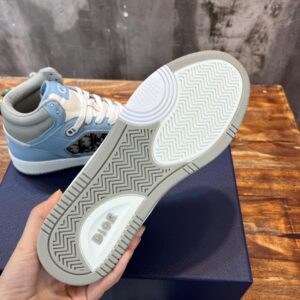 Giày Dior B27 High Light Blue and White Gray họa tiết vải Dior Oblique Jacquard