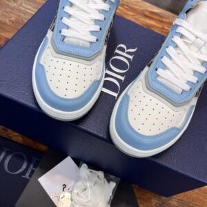 Giày Dior B27 High Light Blue and White Gray họa tiết vải Dior Oblique Jacquard