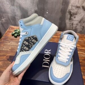 Giày Dior B27 High Light Blue and White Gray họa tiết vải Dior Oblique Jacquard