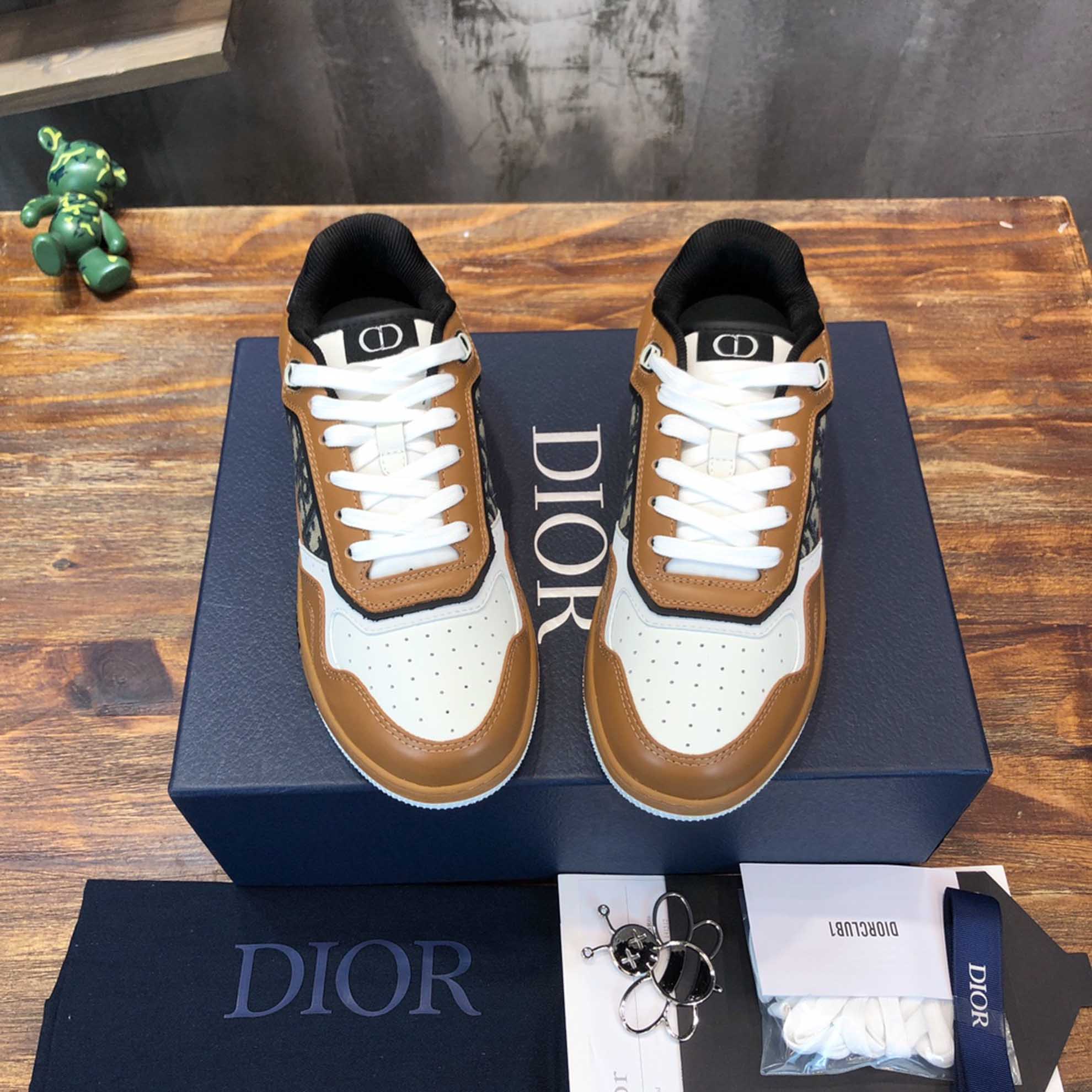 Giày Dior B27 Low Coffee Cream Black Dior Oblique Jacquard