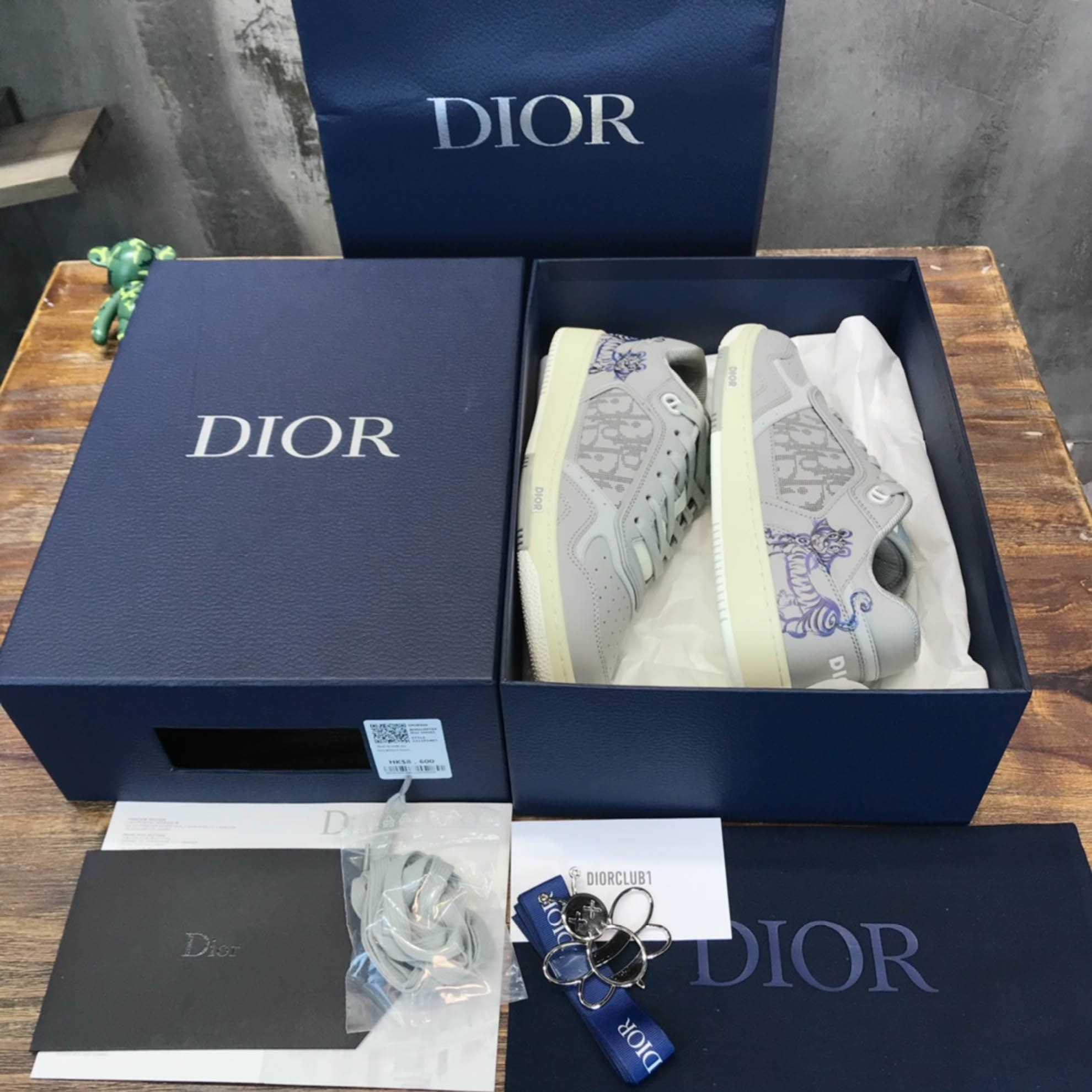 Giày Dior B27 Low Kenny Scharf Blue Tiger Print 