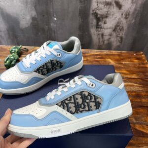 Giày Dior B27 Low Light Blue and White Gray họa tiết vải Dior Oblique Jacquard