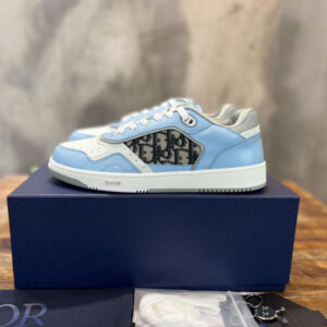 Giày Dior B27 Low Light Blue and White Gray họa tiết vải Dior Oblique Jacquard