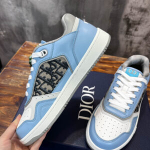 Giày Dior B27 Low Light Blue and White Gray họa tiết vải Dior Oblique Jacquard