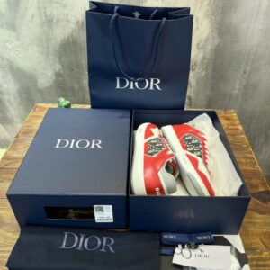 Giày Dior B27 Low Red Grey Dior Oblique Jacquard