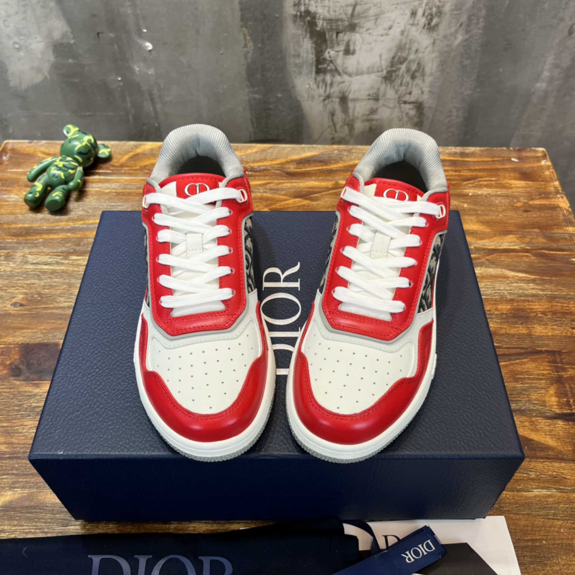 Giày Dior B27 Low Red Grey Dior Oblique Jacquard