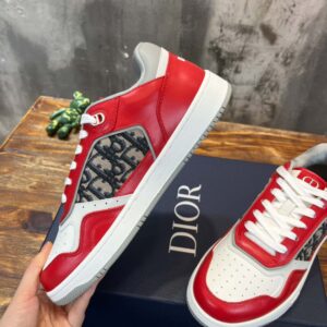 Giày Dior B27 Low Red Grey Dior Oblique Jacquard