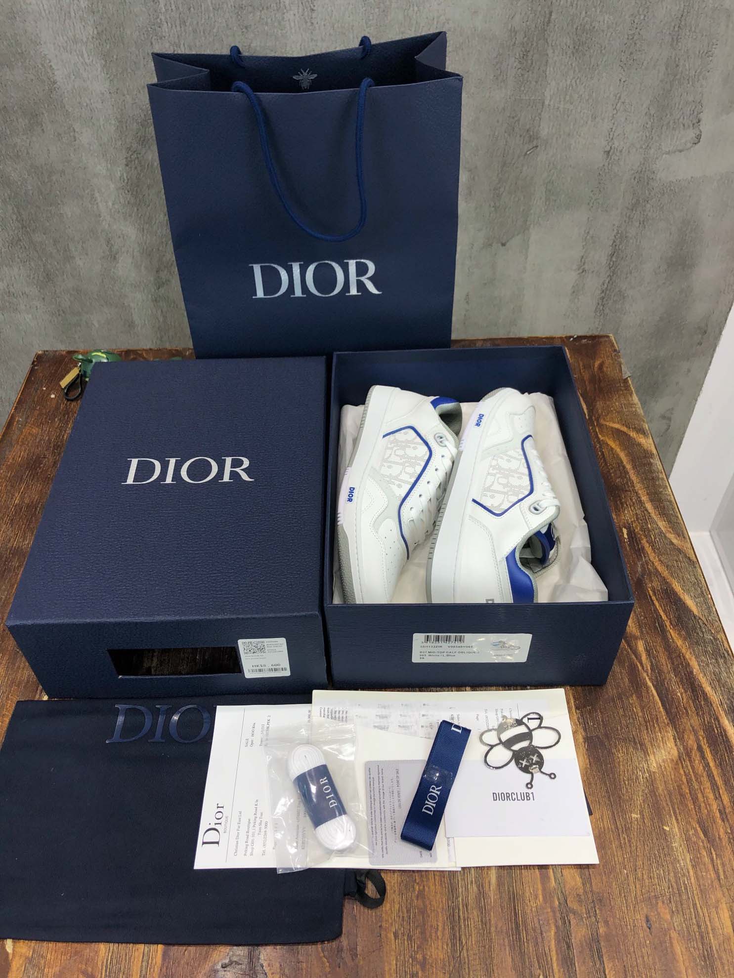 Giày Dior B27 Low White Blue họa tiết Dior Oblique Galaxy 