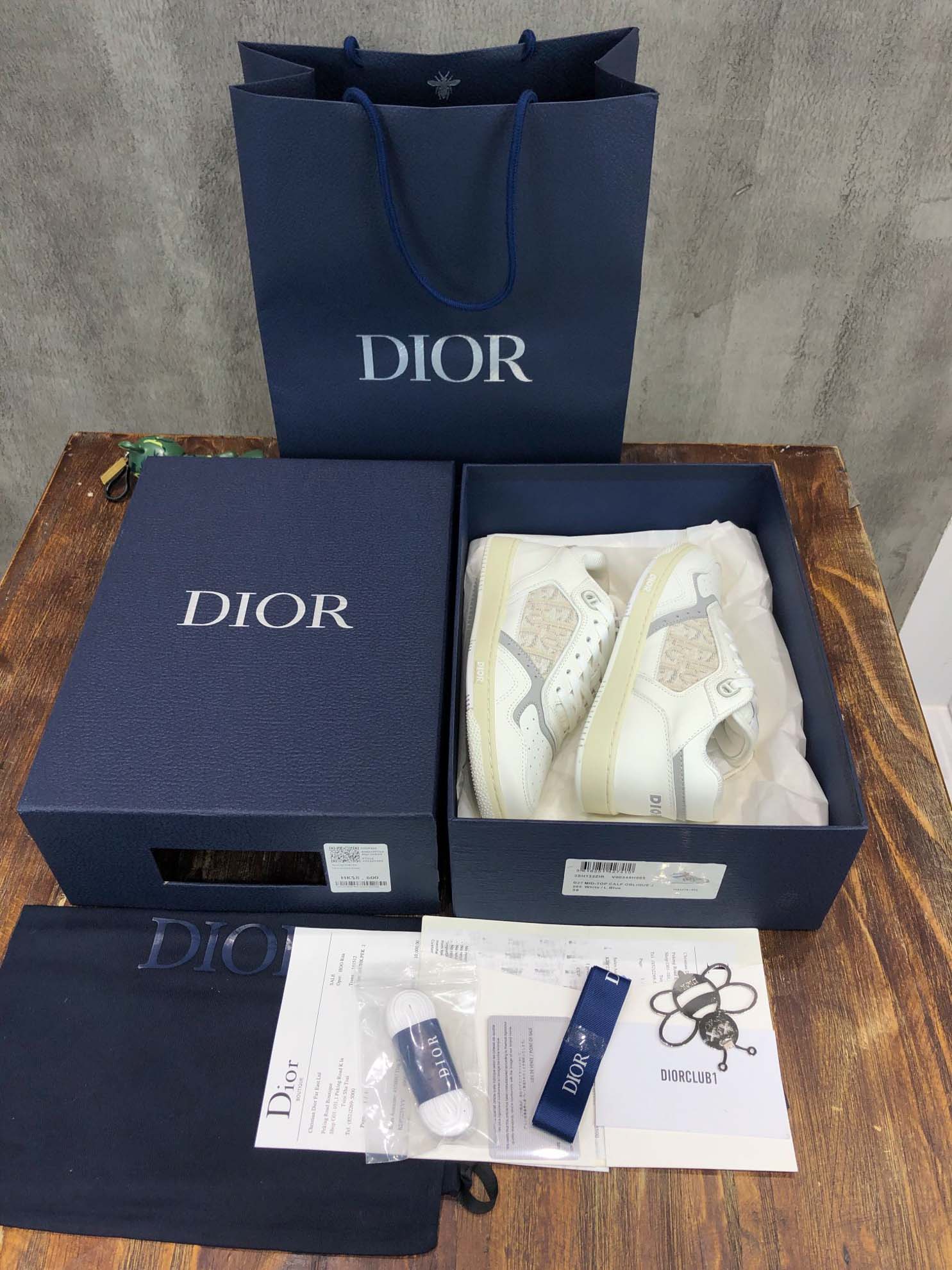 Giày Dior B27 White họa tiết vải Off-White Dior Oblique Jacquard 
