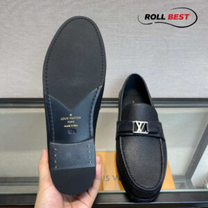 Giày Louis Vuitton Major Loafer Đế Cao Da Nhăn Khóa Trắng