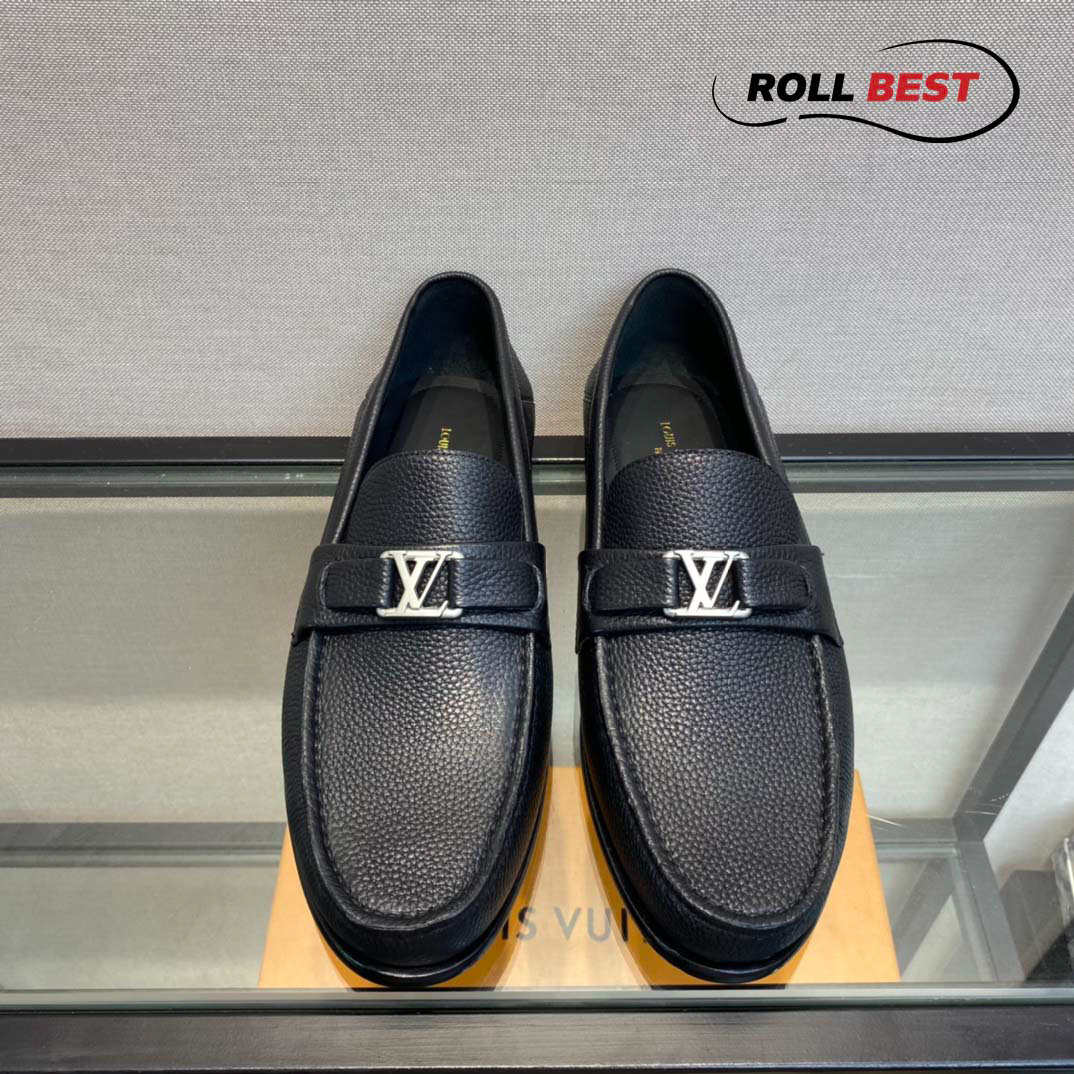 Giày Louis Vuitton Major Loafer Đế Cao Da Nhăn Khóa Trắng