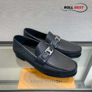 Giày Louis Vuitton Major Loafer Đế Cao Da Nhăn Khóa Trắng