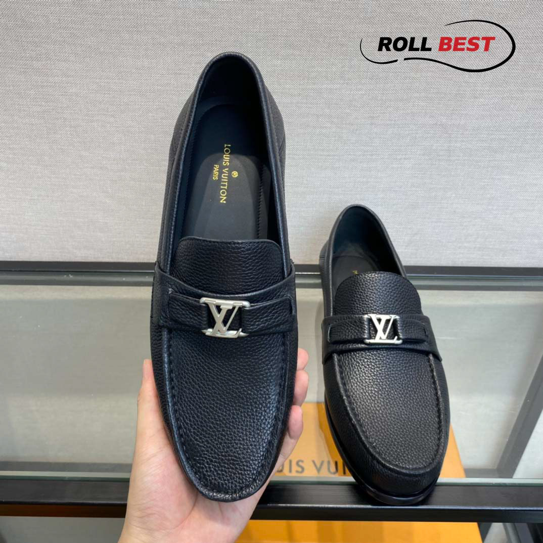 Giày Louis Vuitton Major Loafer Đế Cao Da Nhăn Khóa Trắng