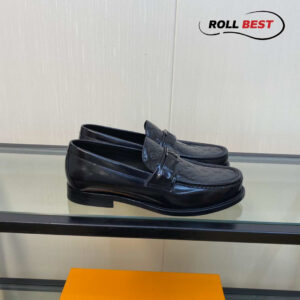 Giày Louis Vuitton Major Loafer Đế Cao Monogram Logo Chìm Đen