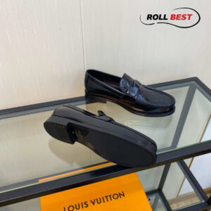 Giày Louis Vuitton Major Loafer Đế Cao Monogram Logo Chìm Đen