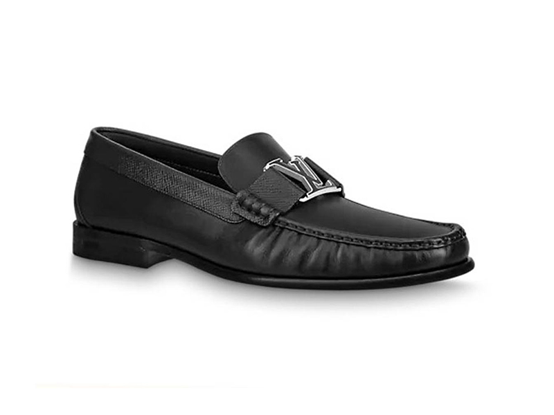 Giày Louis Vuitton Montaigne Loafer đế cao da trơn khóa viền đen