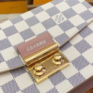 Louis Vuitton Damier Azur Croisette Chain Wallet Rose