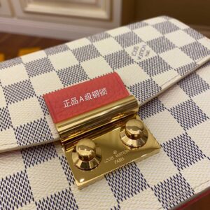 Louis Vuitton Damier Azur Croisette Chain Wallet Rose