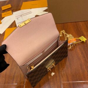 Louis Vuitton Damier Ebene Croisette Chain Wallet Pink