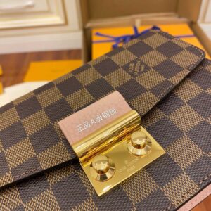 Louis Vuitton Damier Ebene Croisette Chain Wallet Pink