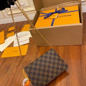 Louis Vuitton Damier Ebene Croisette Chain Wallet Pink