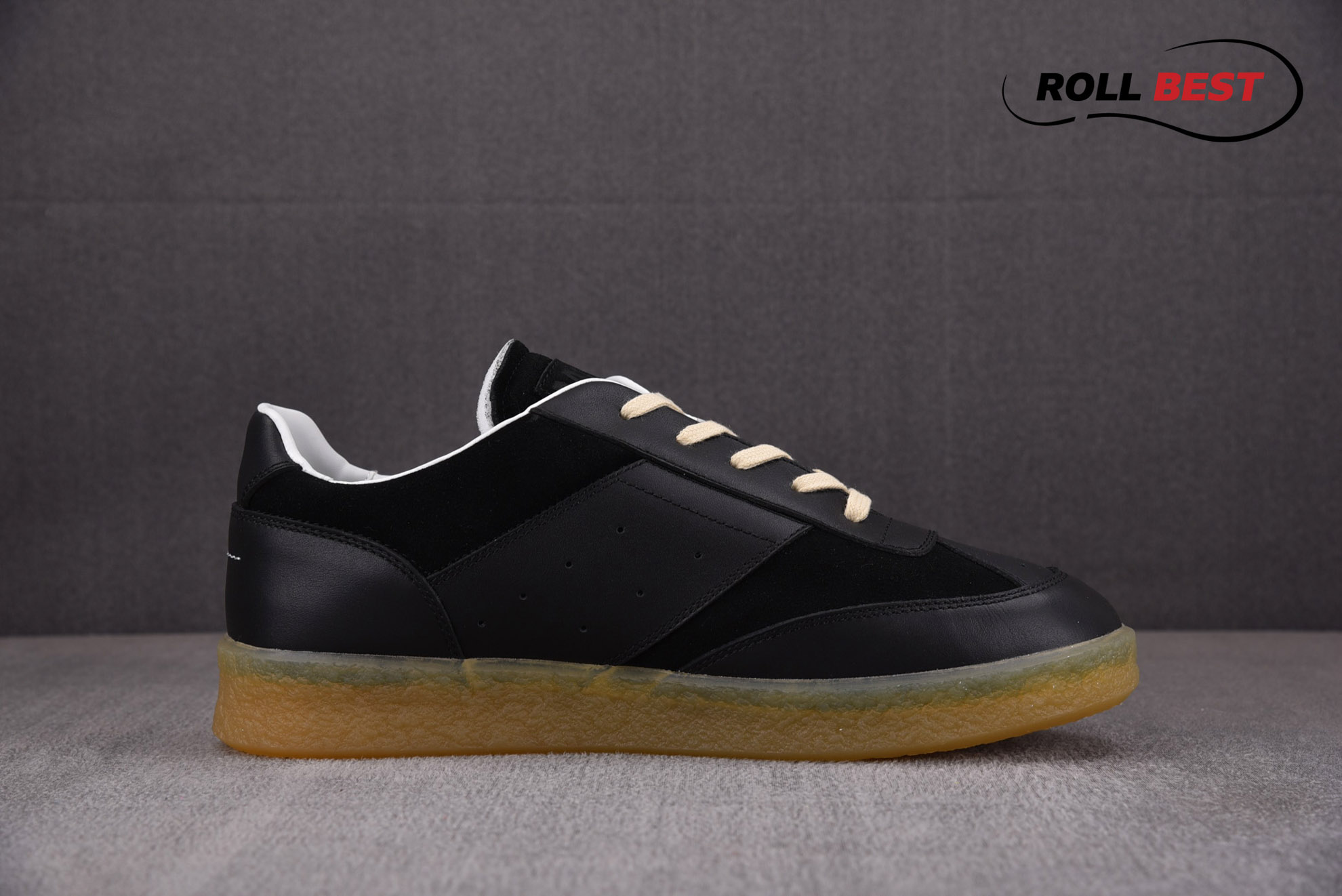 Maison Margiela MM6 Court Sneakers in Black Leather