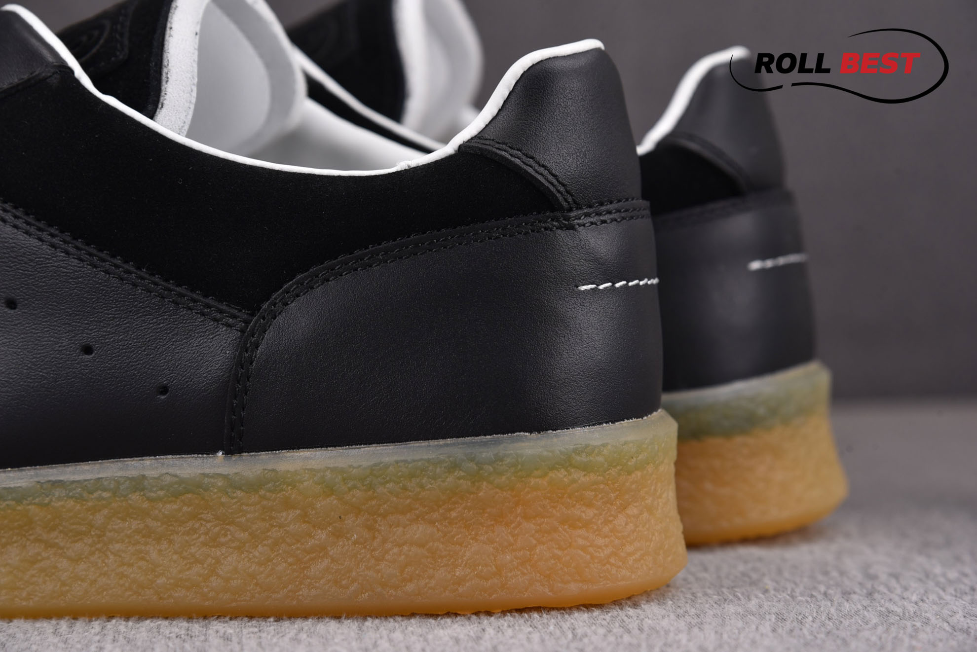 Maison Margiela MM6 Court Sneakers in Black Leather