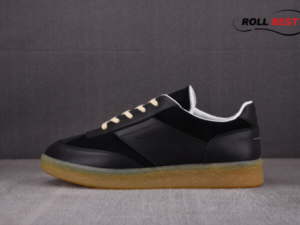 Maison Margiela MM6 Court Sneakers in Black Leather
