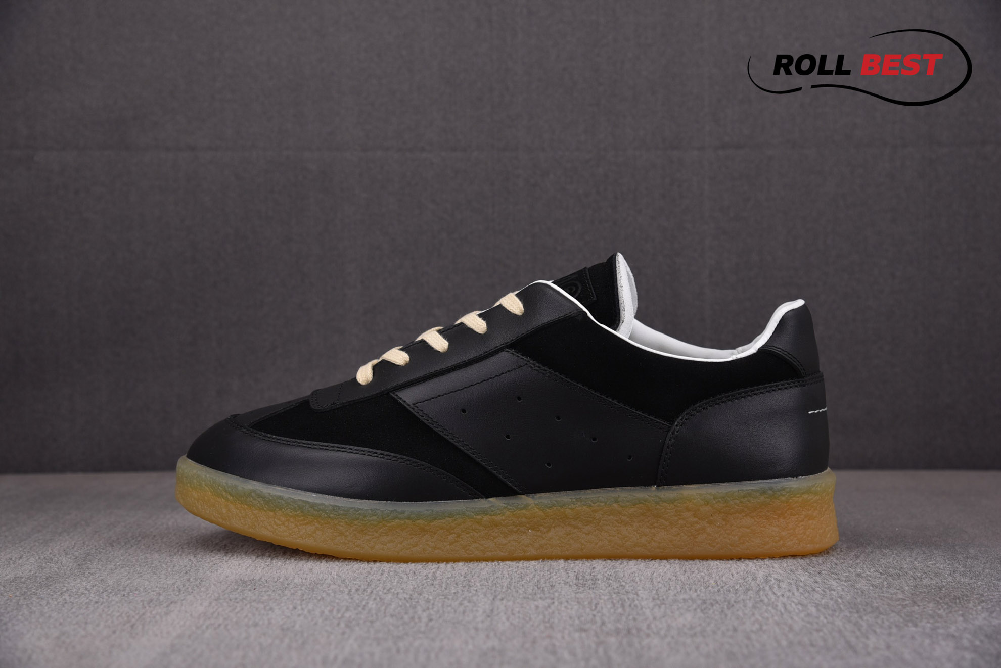 Maison Margiela MM6 Court Sneakers in Black Leather