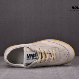 Maison Martin Margiela 6 Court Sneaker in Beige Leather