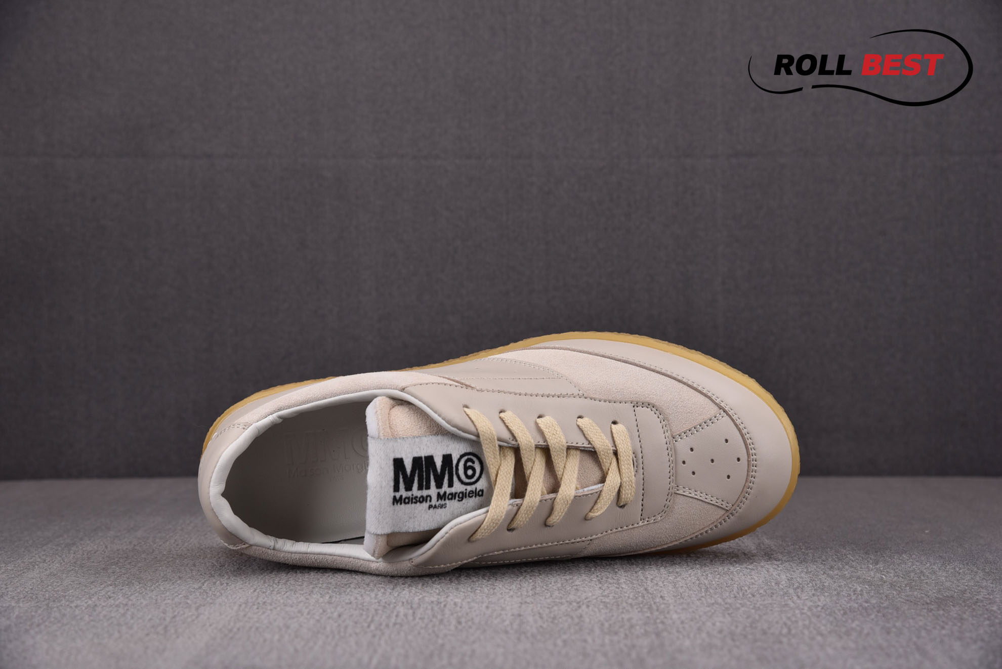 Maison Martin Margiela 6 Court Sneaker in Beige Leather