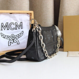 MCM Aren Shoulder Bag in Visetos Black