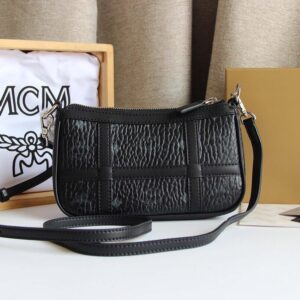 MCM Aren Shoulder Bag in Visetos Black