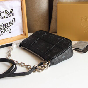 MCM Aren Shoulder Bag in Visetos Black